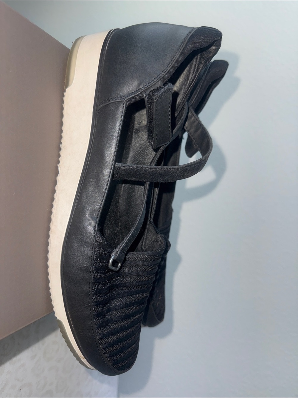 BareTraps Black Slip-On Mary Jane platform with White Sole
